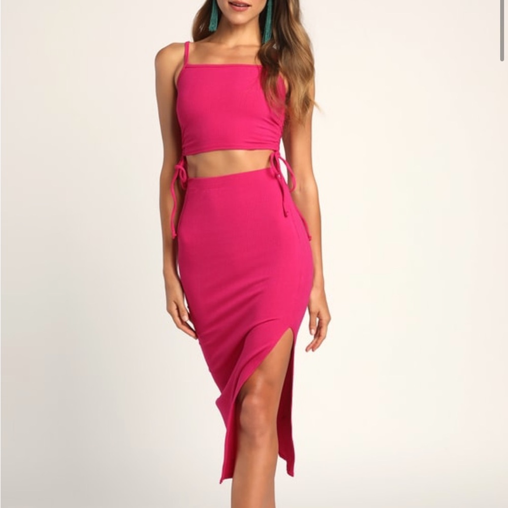 Pink 2 Piece Bodycon Dress